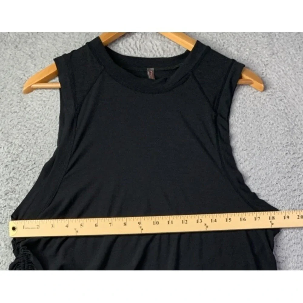 Free People Movement Tank Top Womens S/P Black Open On Sides Tie On One Side